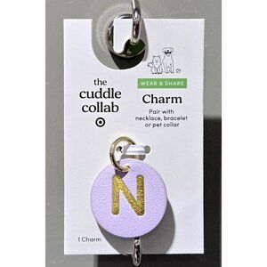 The Cuddle Collab Faux Leather Initial Monogram N Pet Dog Collar Purple Charm